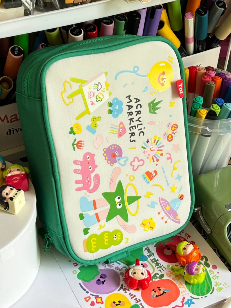 Set bút màu Acrylic chính hãng TOI hộp khóa zip siêu bền cho bé từ 3 Tuổi+